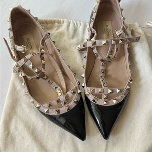Valentino 100% authentic Black Studded Women's ballet Shoes 38.5 size